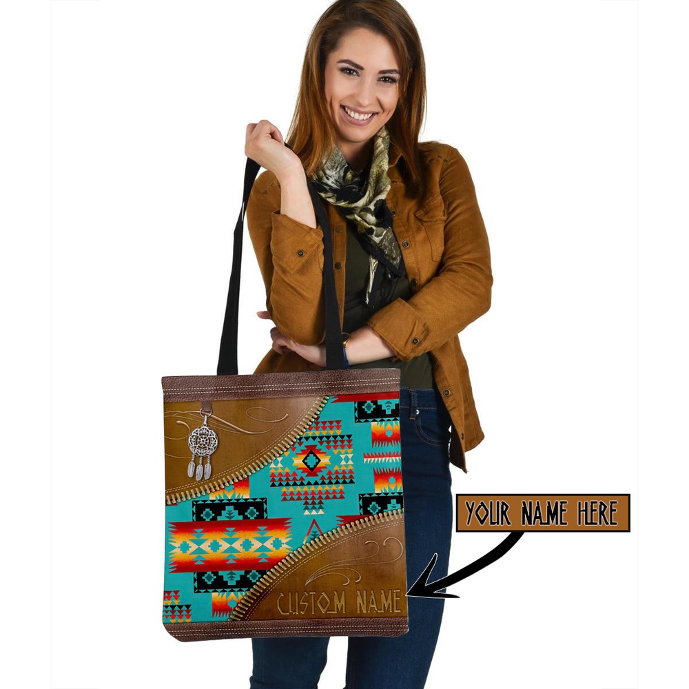 Native American Tote Bag, Custom Name Totem Native American 3D Printed Canvas Tote Bag, Native American Bag