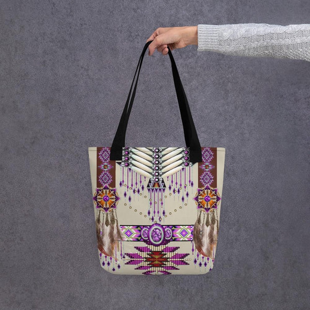 Native American Tote Bag, Native Pattern Purple Tote bag, Native American Bag