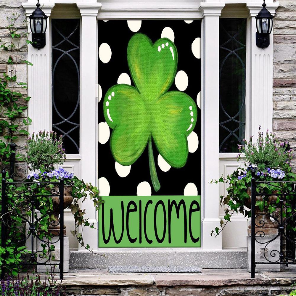 Polka Dot Welcome St Patrick’s Day Shamrock Clover Door Cover, St Patrick’s Day Door Cover, St Patrick’s Day Door Decor Polka Dot Welcome St Patrick’s Day Shamrock Clover Door Cover, St Patrick’s Day Door Cover, St Patrick’s Day Door Decor