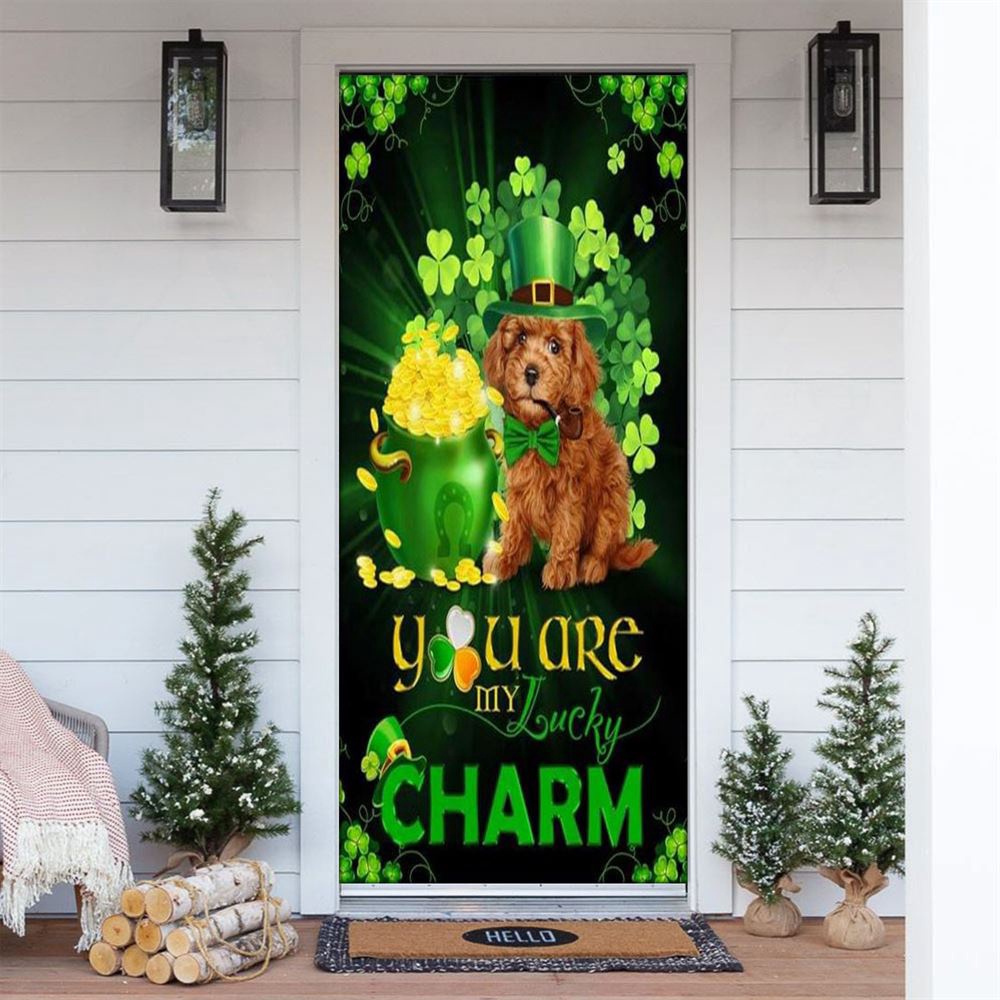 Poodle You Are My Lucky Charm Irish Saint Patrick’s Day Door Cover, St Patrick’s Day Door Cover, St Patrick’s Day Door Decor