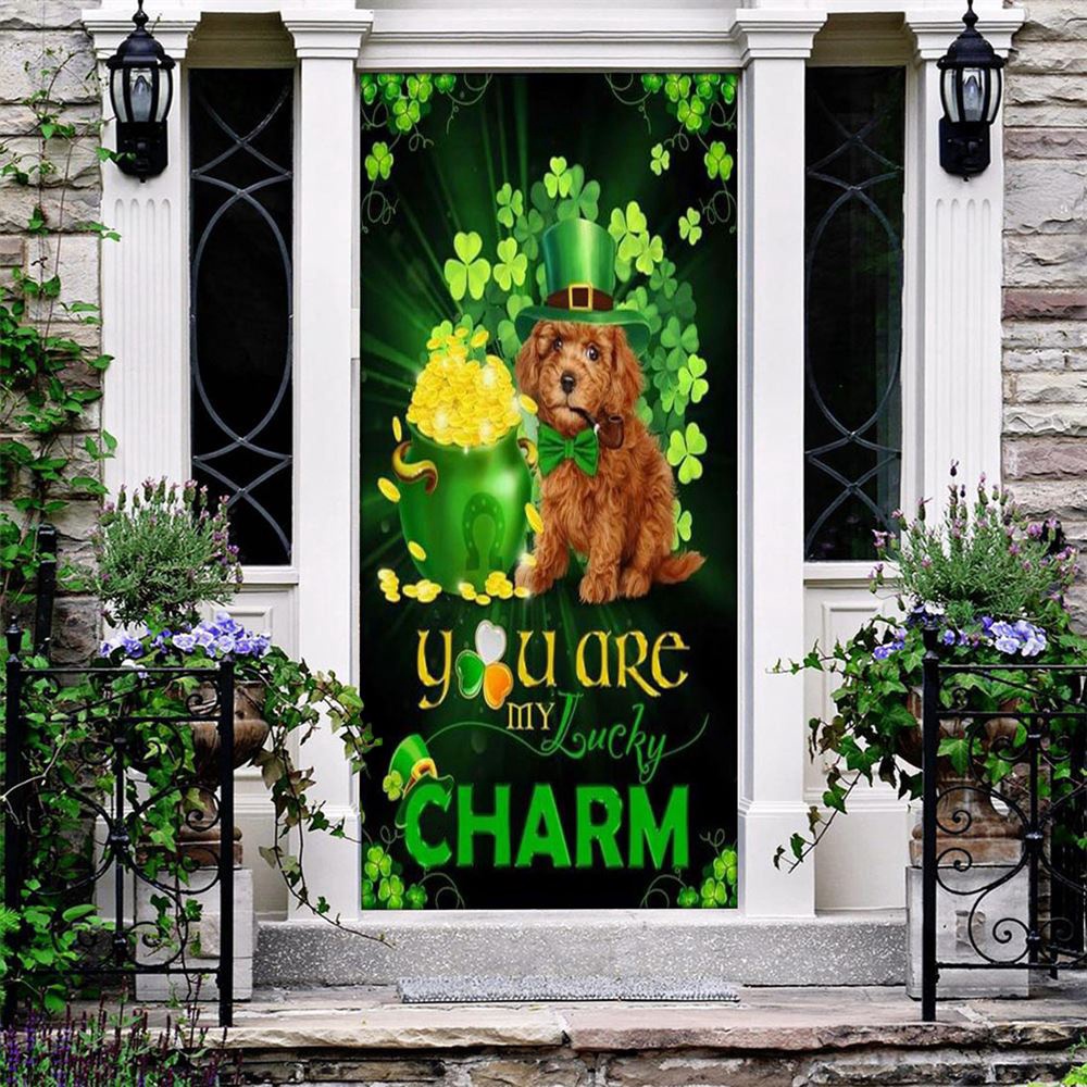 Poodle You Are My Lucky Charm Irish Saint Patrick’s Day Door Cover, St Patrick’s Day Door Cover, St Patrick’s Day Door Decor