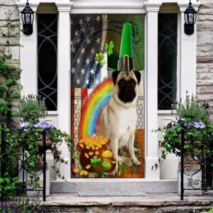 Pug Irish American Door Cover, St Patrick’s&hellip;