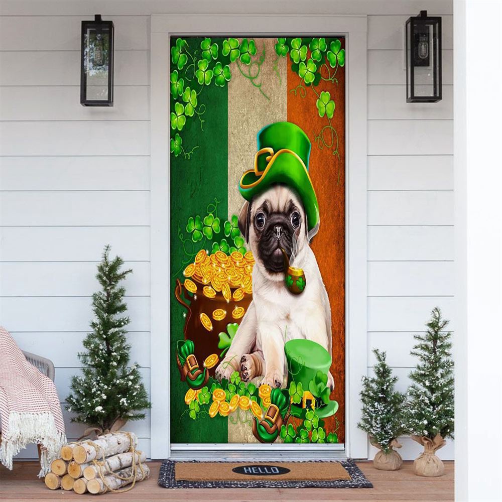 Saint Patrick’s Day Pug Irish Door Cover, St Patrick’s Day Door Cover, St Patrick’s Day Door Decor
