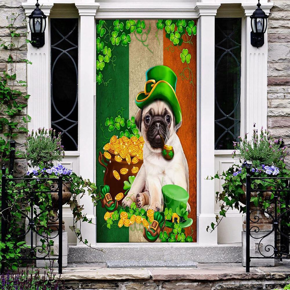 Saint Patrick’s Day Pug Irish Door Cover, St Patrick’s Day Door Cover, St Patrick’s Day Door Decor