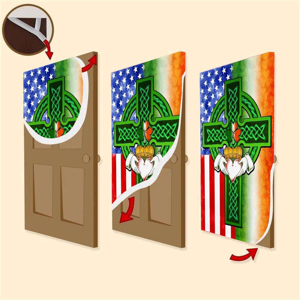 Saint Patricks Day Irish American Celtic Cross Door Cover, St Patrick’s Day Door Cover, St Patrick’s Day Door Decor