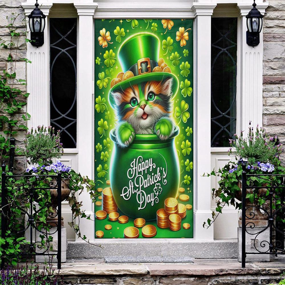 St Patrick’s Day Cat Door Cover, Hold The Clovers, St Patrick’s Day Door Cover, St Patrick’s Day Door Decor