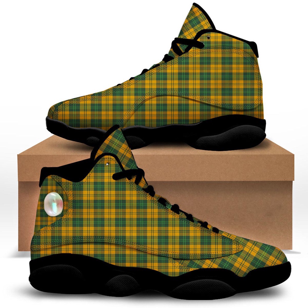 St Patrick’s Day Shoes, Buffalo Plaid Saint Patrick’s Day Print Pattern Black Basketball Shoes