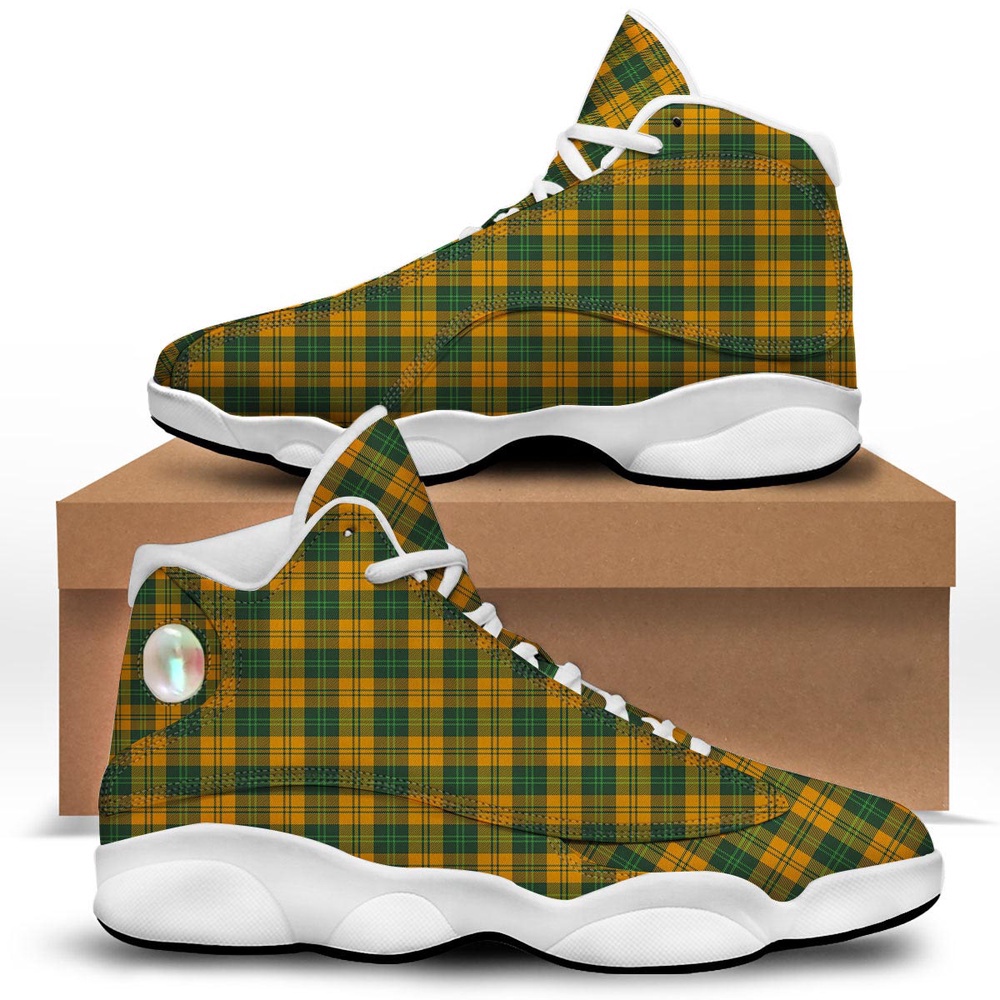 St Patrick’s Day Shoes, Buffalo Plaid Saint Patrick’s Day Print Pattern White Basketball Shoes
