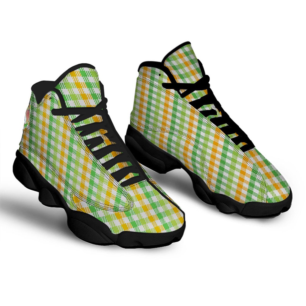 St Patrick’s Day Shoes, St. Patrick’s Day Plaid Print Black Basketball Shoes St Patrick’s Day Shoes, St. Patrick’s Day Plaid Print Black Basketball Shoes