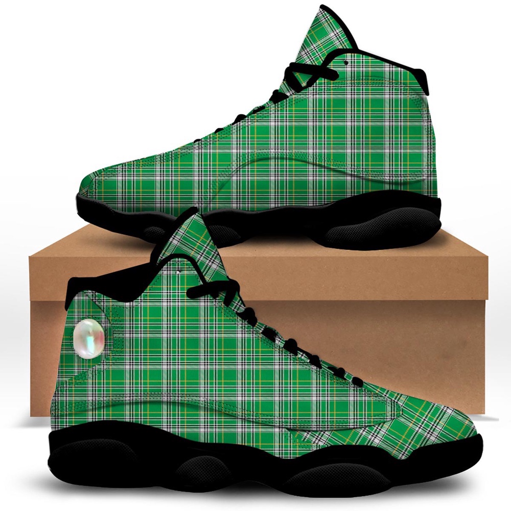 St Patrick’s Day Shoes, Stewart Plaid Saint Patrick’s Day Print Pattern Black Basketball Shoes St Patrick’s Day Shoes, Stewart Plaid Saint Patrick’s Day Print Pattern Black Basketball Shoes