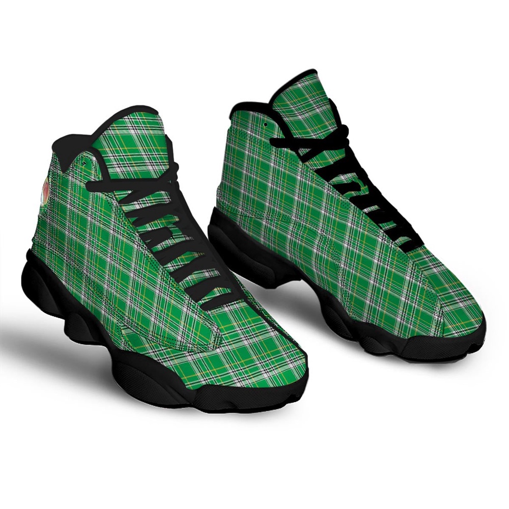 St Patrick’s Day Shoes, Stewart Plaid Saint Patrick’s Day Print Pattern Black Basketball Shoes St Patrick’s Day Shoes, Stewart Plaid Saint Patrick’s Day Print Pattern Black Basketball Shoes