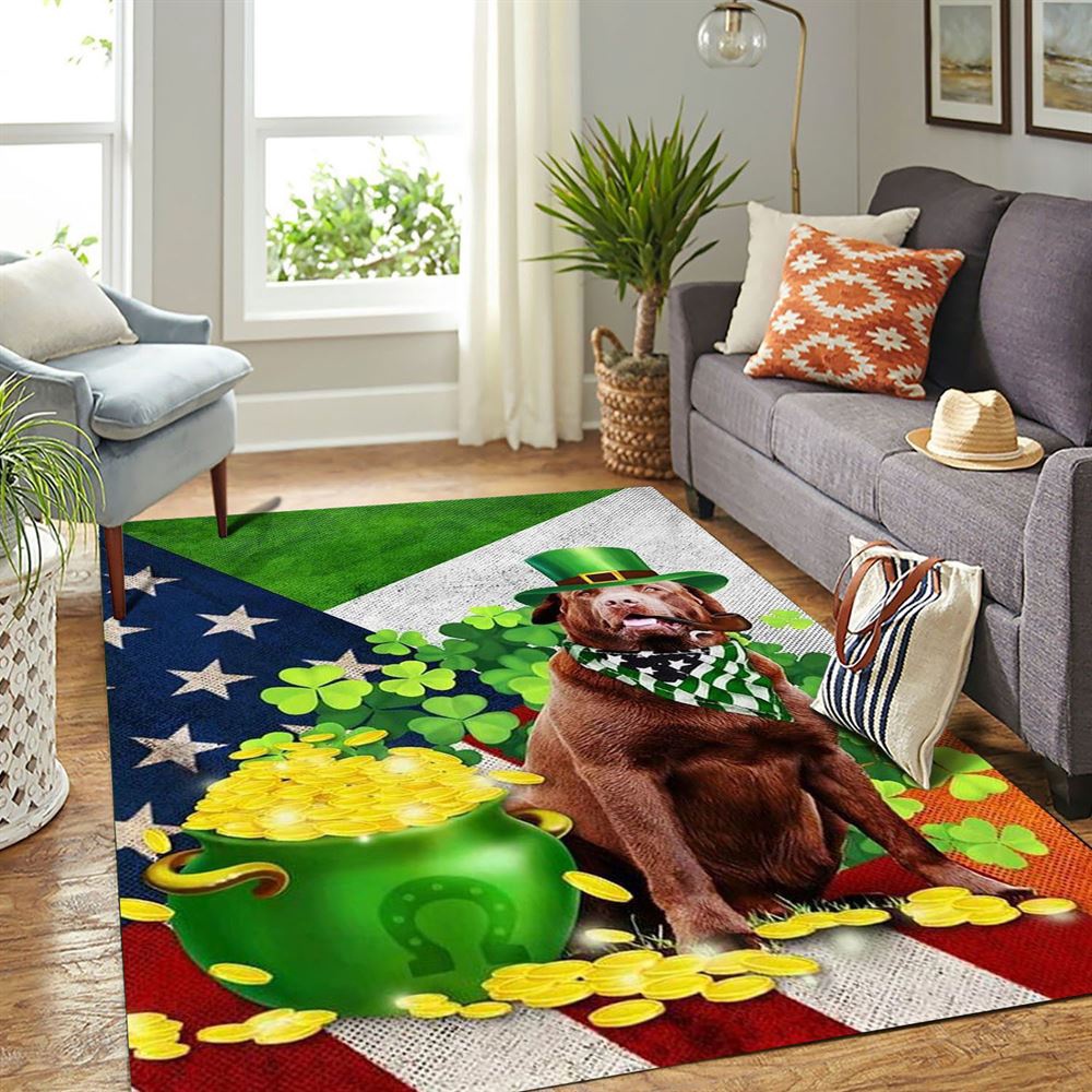 St Patricks Day Rug, Chocolate Labrador Happy St Patrick Day Rug