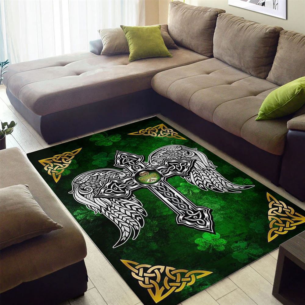 St Patricks Day Rug, Christian Celtic Cross Saint Patrick’s Day Irish Rug