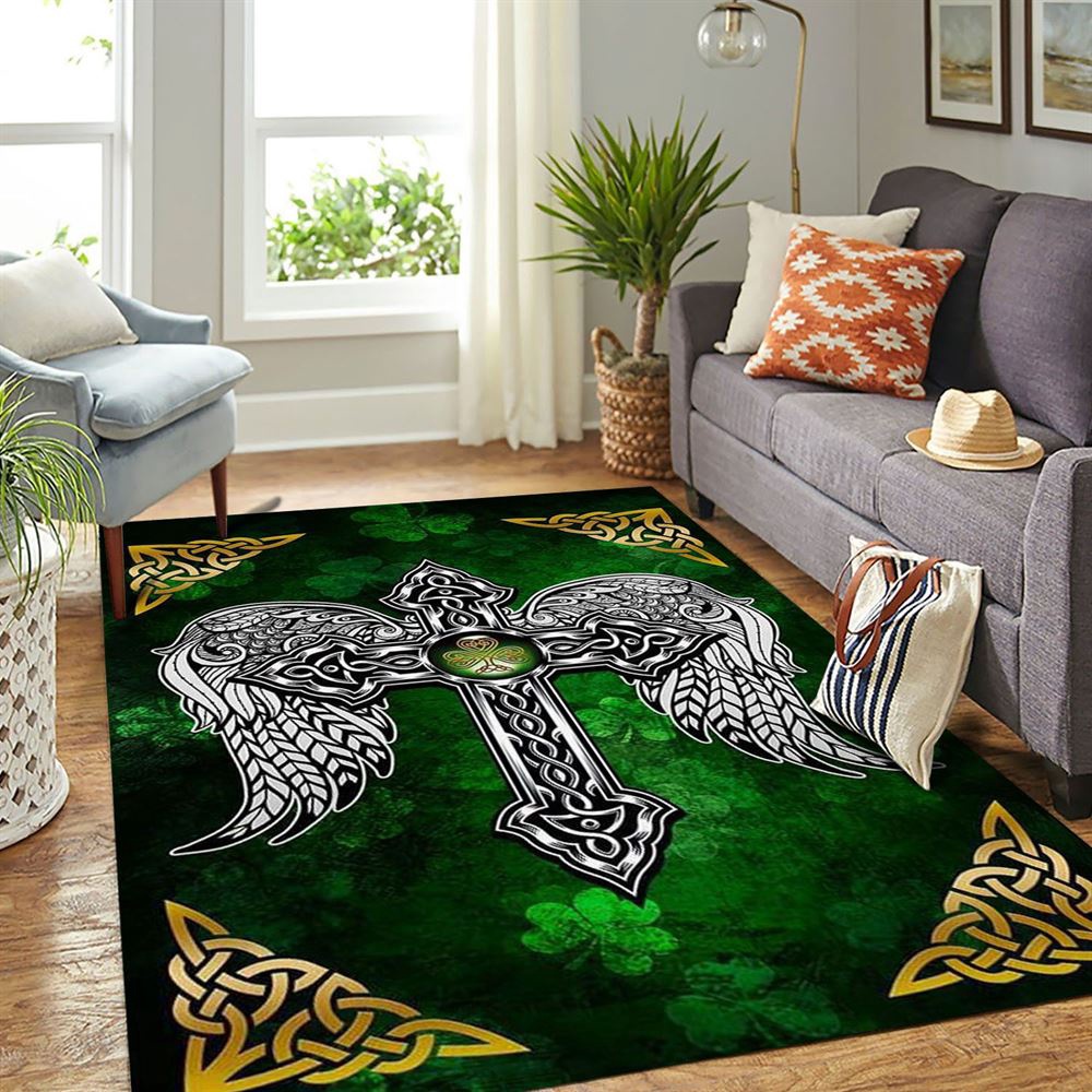 St Patricks Day Rug, Christian Celtic Cross Saint Patrick’s Day Irish Rug