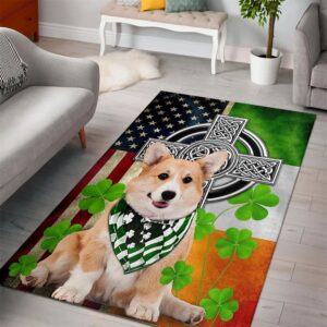 St Patricks Day Rug, Corgi Irish Cross&hellip;