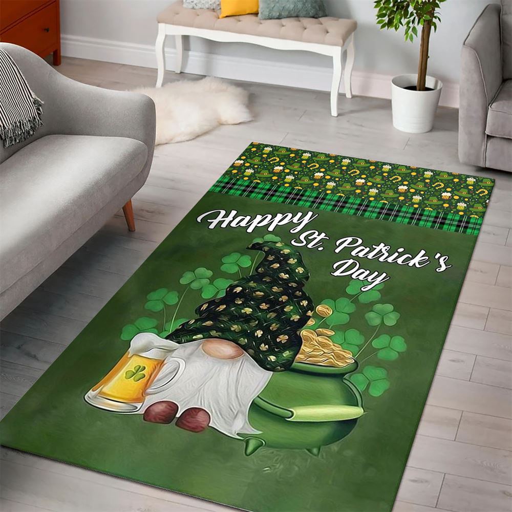 St Patricks Day Rug, Green Gnome Brings Beer Rugs