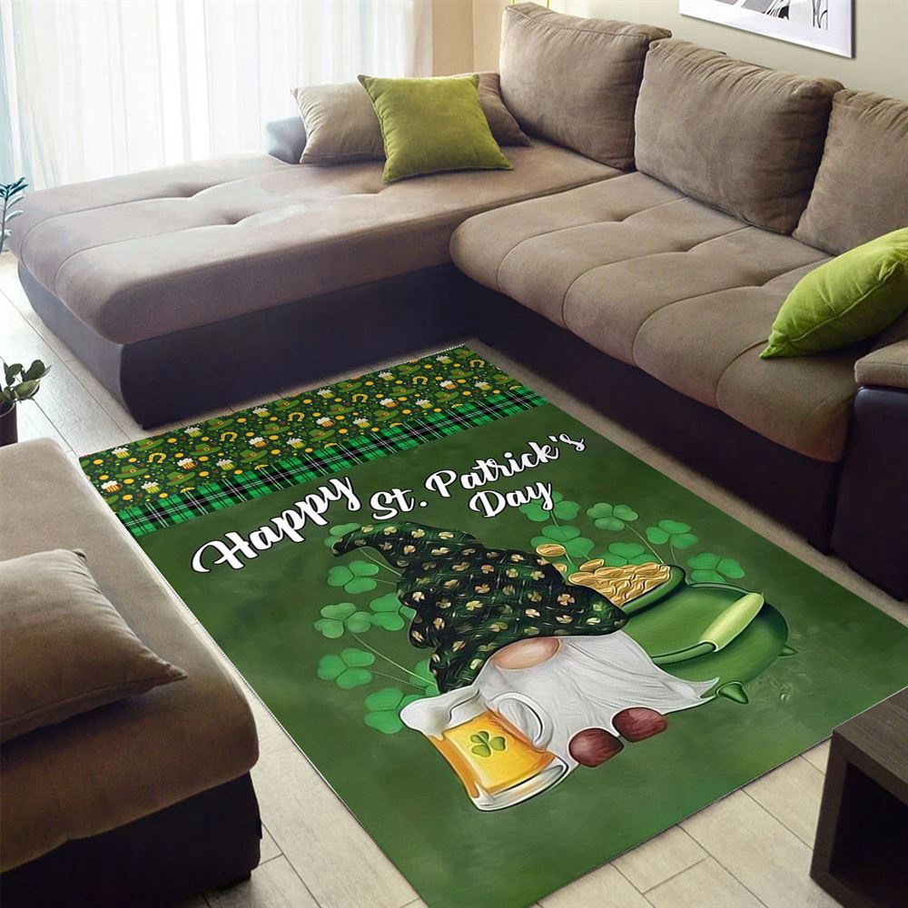St Patricks Day Rug, Green Gnome Brings Beer Rugs