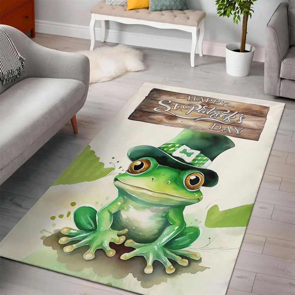 St Patricks Day Rug, Happy Patrick’s Day Rugs, Gift For Frog Lovers