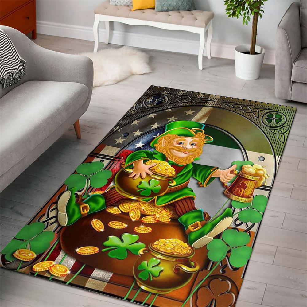 St Patricks Day Rug, Happy St Patrick Day Irish American Leprechaun Rugs