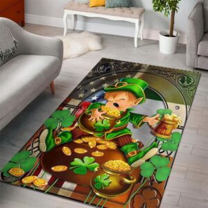 St Patricks Day Rug, Irish American Leprechaun&hellip;