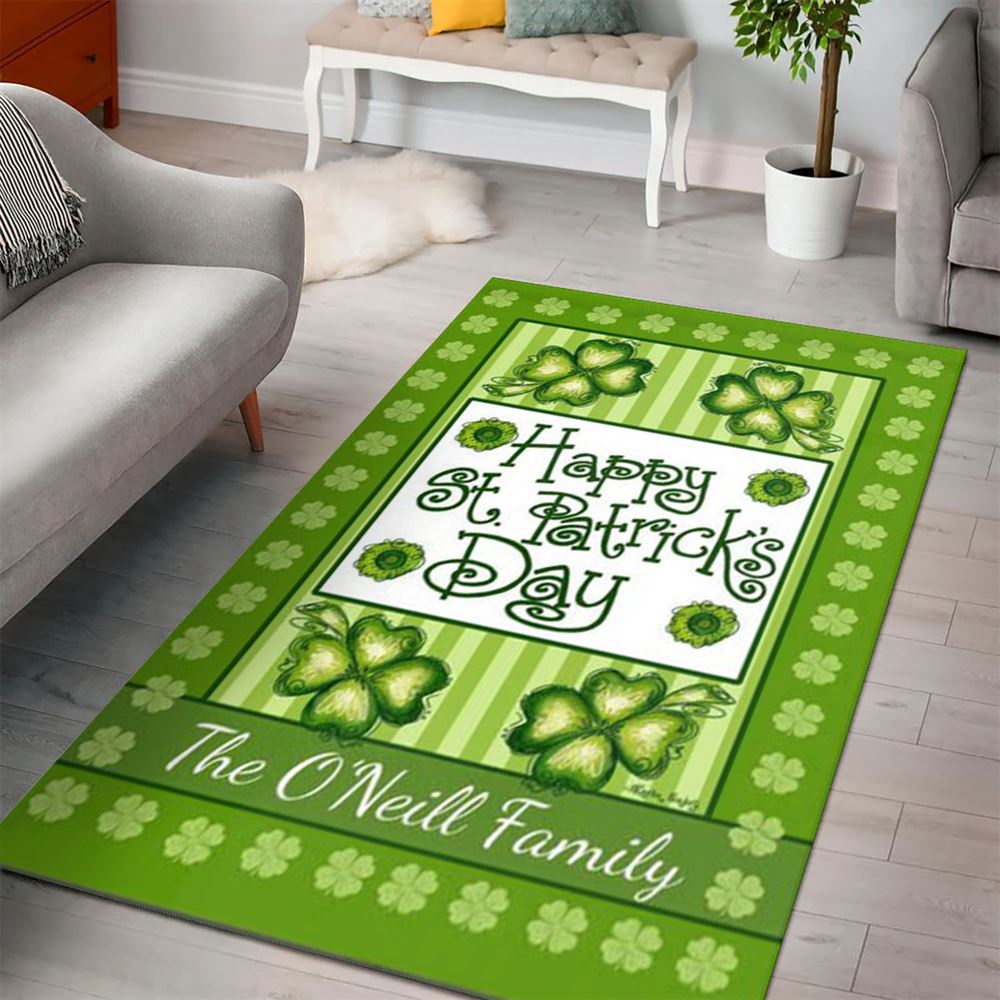 St Patricks Day Rug, Personalized Happy St Patrick’s Day  Rug