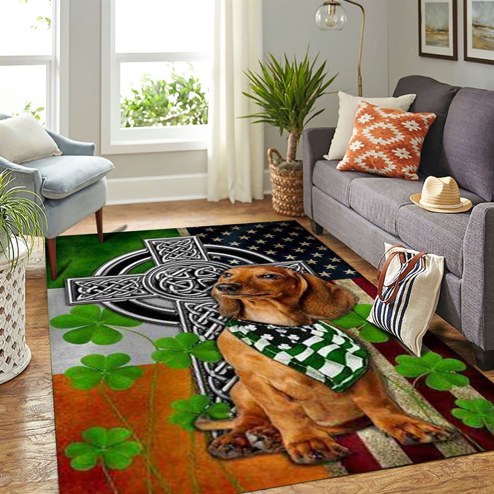 St Patricks Day Rug, St Patrick’S Day Dachshund Irish Cross Rugs