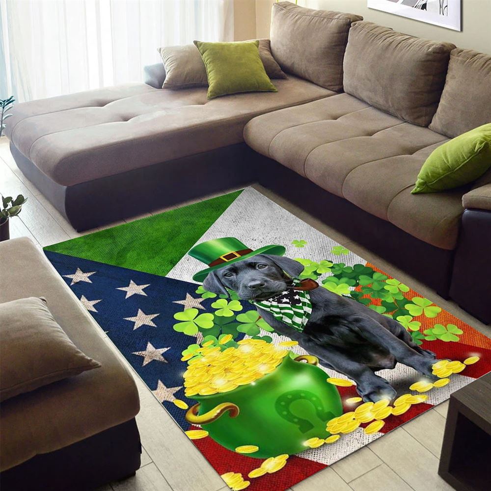 St Patricks Day Rug, St Patrick’s Day Black Labrador Rug