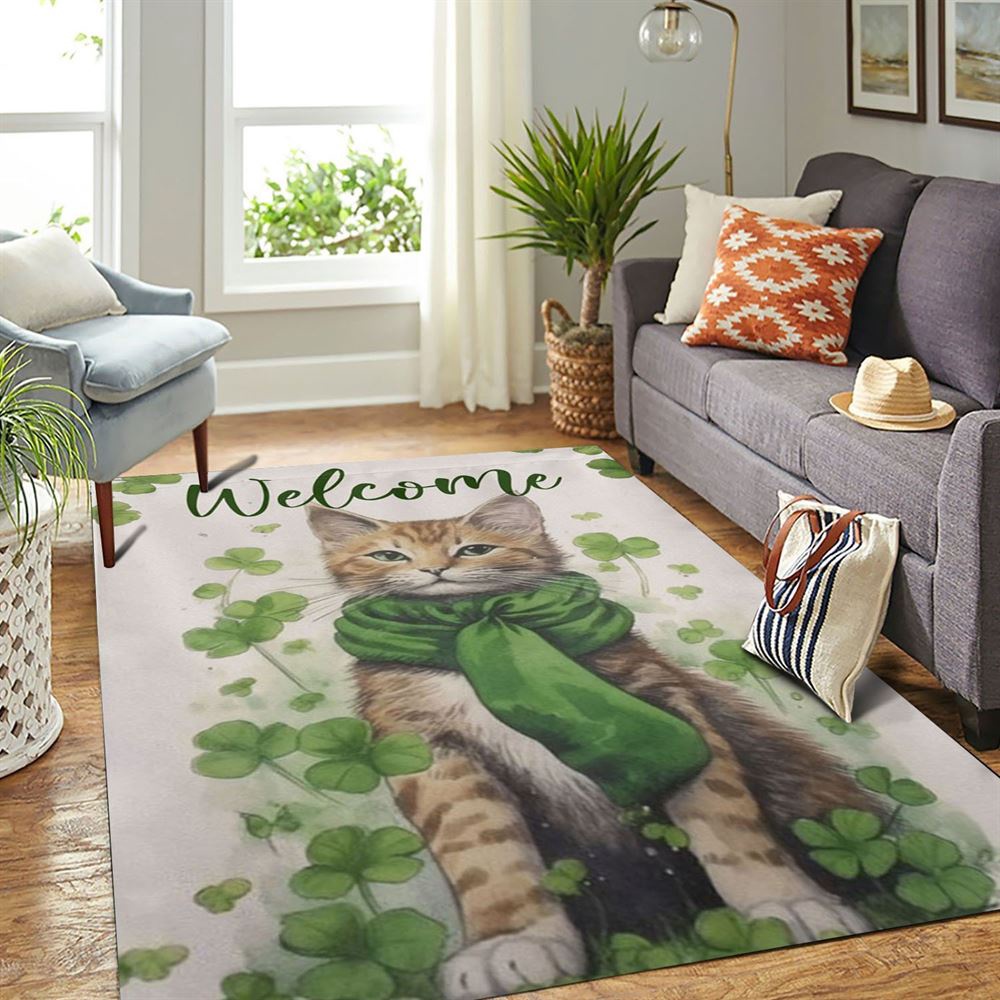 St Patricks Day Rug, St Patrick’s Day Cat Rugs, Stay Here