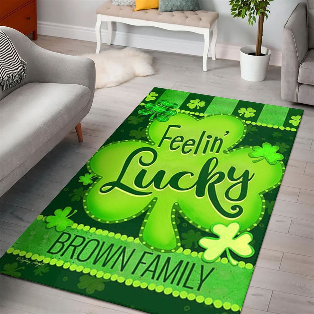 St Patricks Day Rug, St Patrick’s Day Feelin’ Lucky Personalized Rug