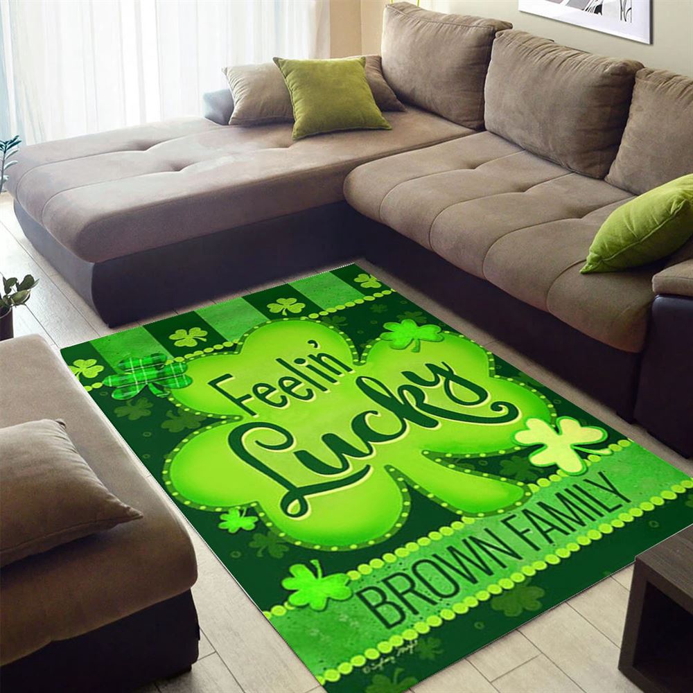 St Patricks Day Rug, St Patrick’s Day Feelin’ Lucky Personalized Rug