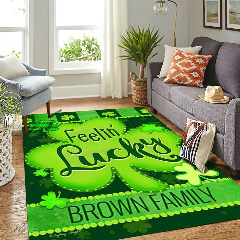 St Patricks Day Rug, St Patrick’s Day Feelin’ Lucky Personalized Rug