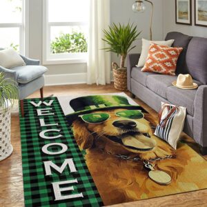 St Patricks Day Rug St Patrick s Day Golden Retriever Rugs St Patrick s Day Dog Clover Rug 3 abqb7v.jpg