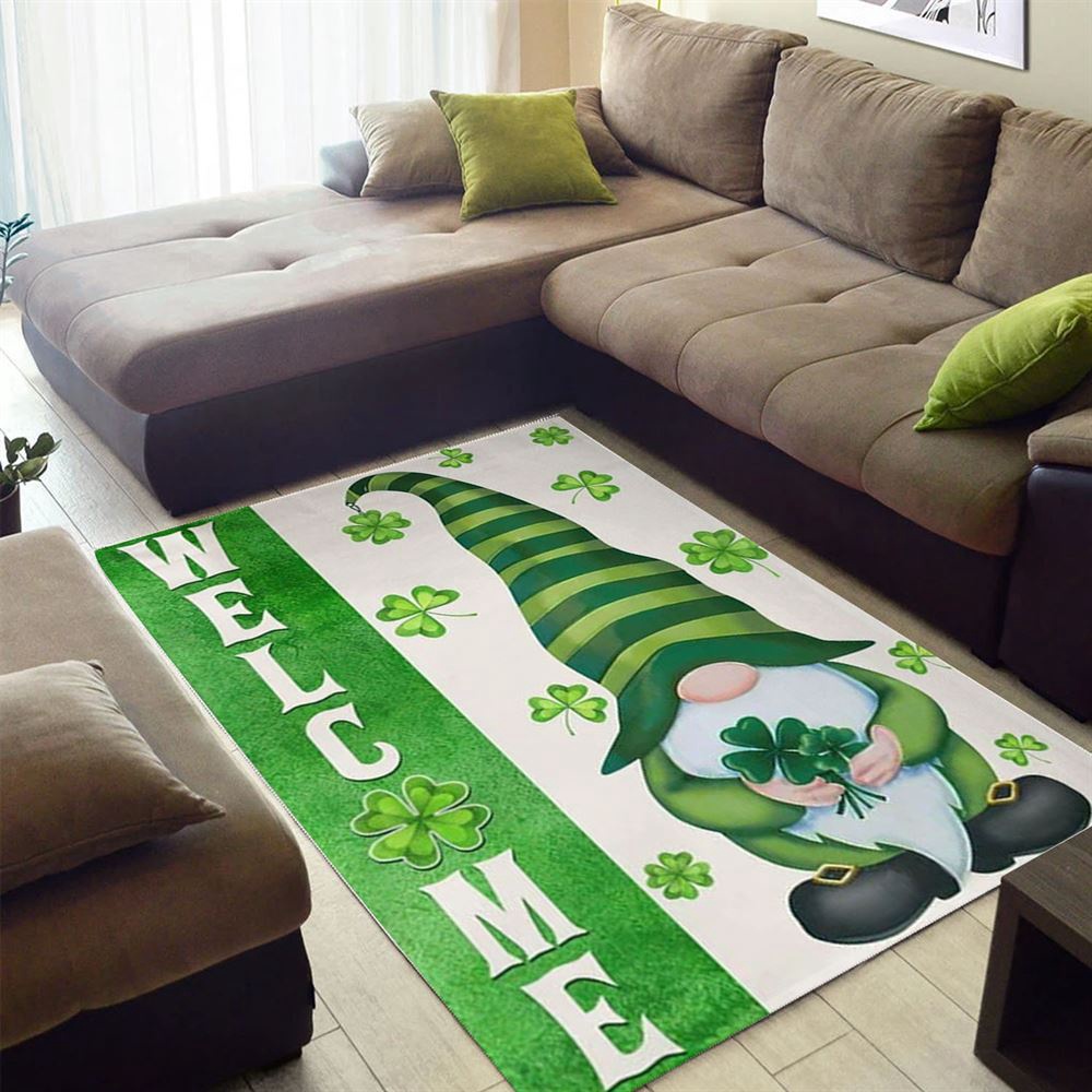 St Patricks Day Rug, St Patrick’s Day Irish Gnome Welcome Rug