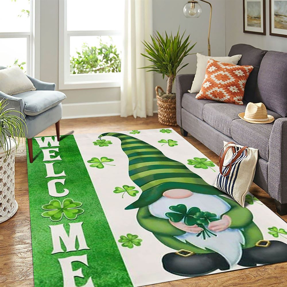 St Patricks Day Rug, St Patrick’s Day Irish Gnome Welcome Rug