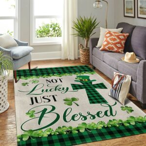 St Patricks Day Rug St Patrick s Day Irish Shamrock Clover Rug Not Lucky Just BlessedRugs 3 kvneqd.jpg