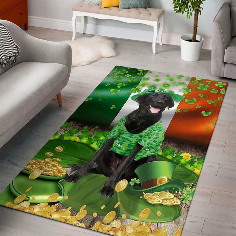 St Patricks Day Rug, St Patricks Day Black Labrador Rug