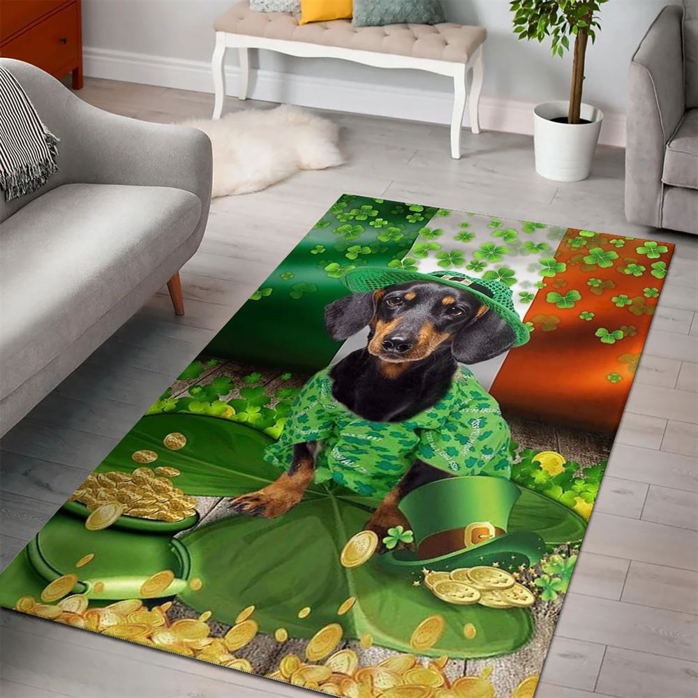 St Patricks Day Rug, St Patricks Day Dachshund Rug
