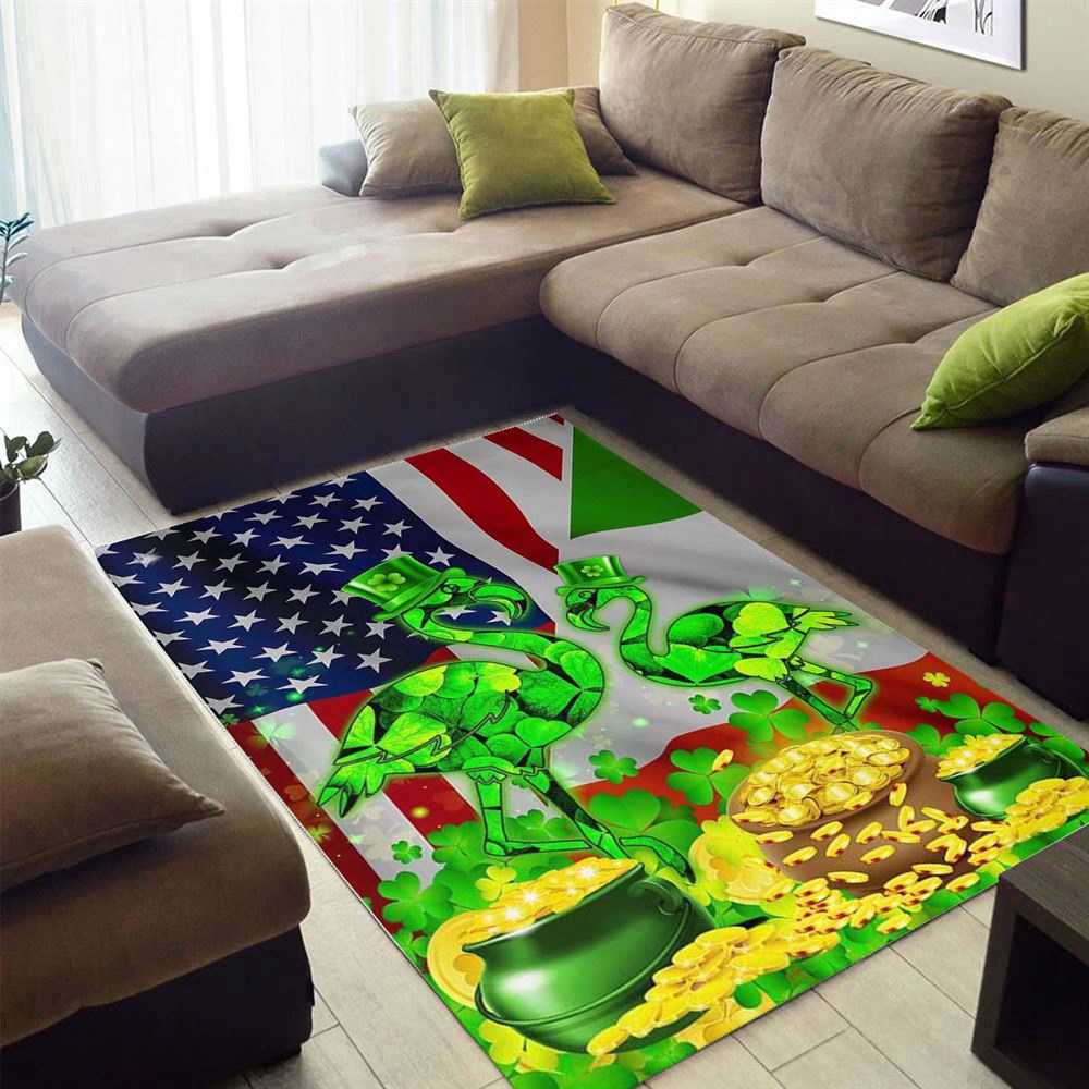 St Patricks Day Rug, St Patricks Day Flamingo Rug