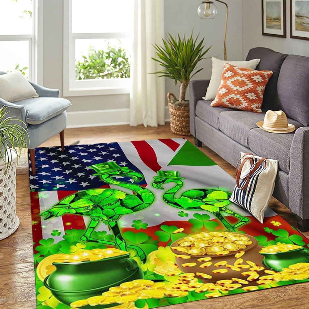St Patricks Day Rug, St Patricks Day Flamingo Rug