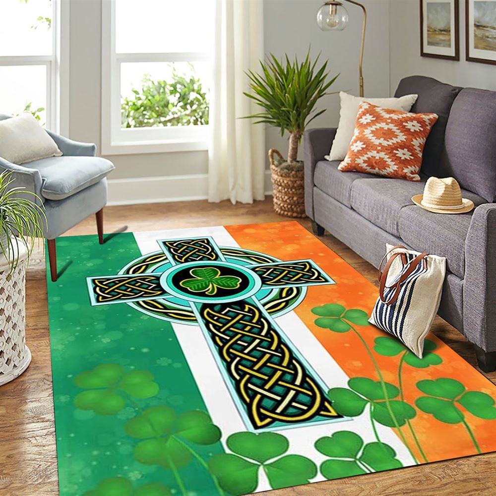 St Patricks Day Rug, St Patricks Day Irish Celtic Knot Cross Rug