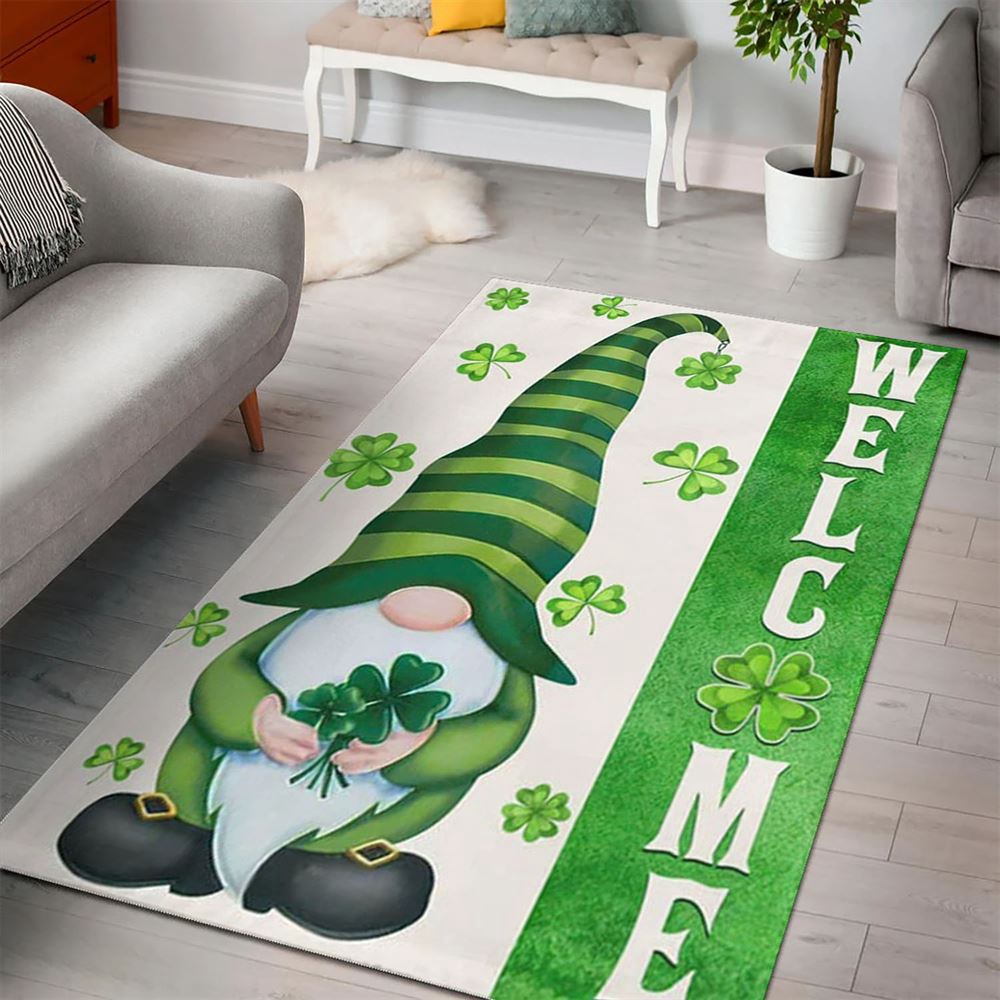 St Patricks Day Rug, St Patricks Day Irish Gnome Welcome Rug