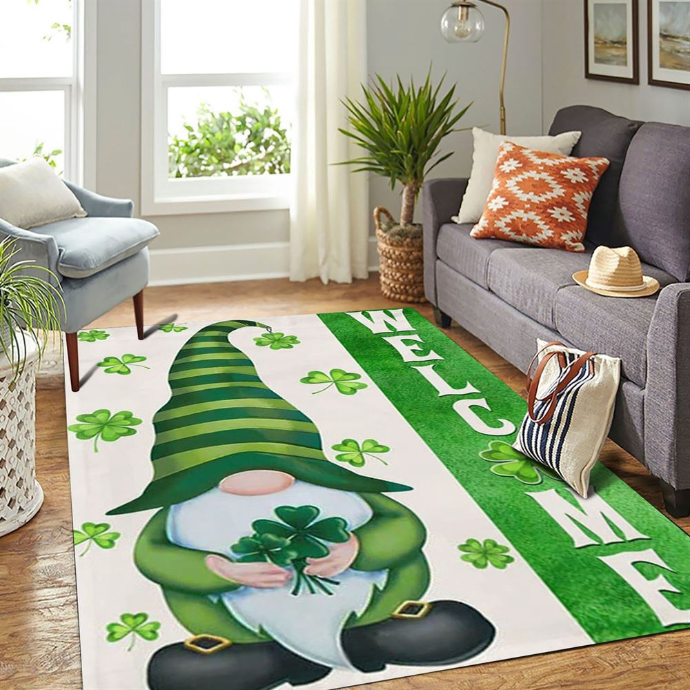 St Patricks Day Rug, St Patricks Day Irish Gnome Welcome Rug