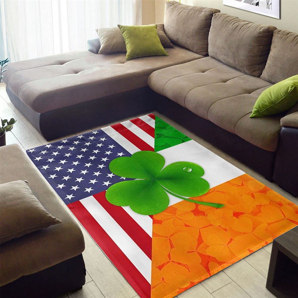 St Patricks Day Rug, St Patricks Day Irish Shamrock American Rug