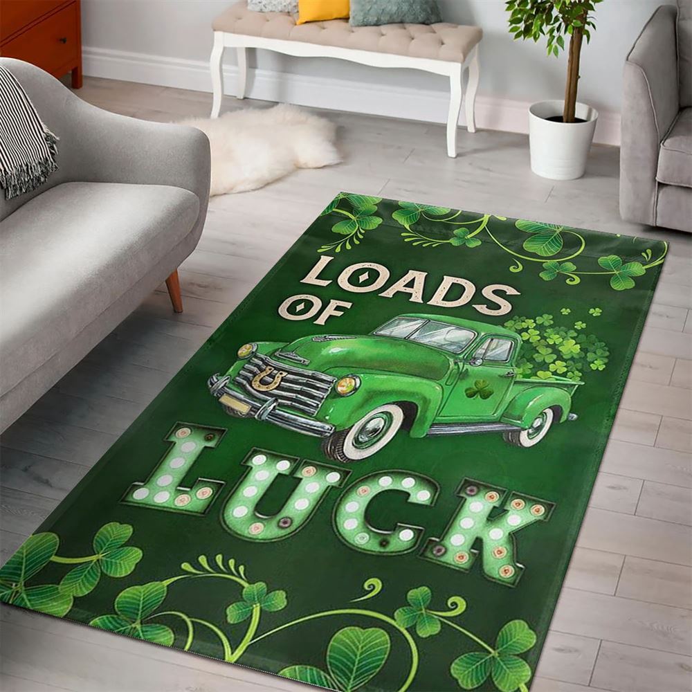 St Patricks Day Rug, St Patricks Day Irish Shamrock Loads Of Luck Rug
