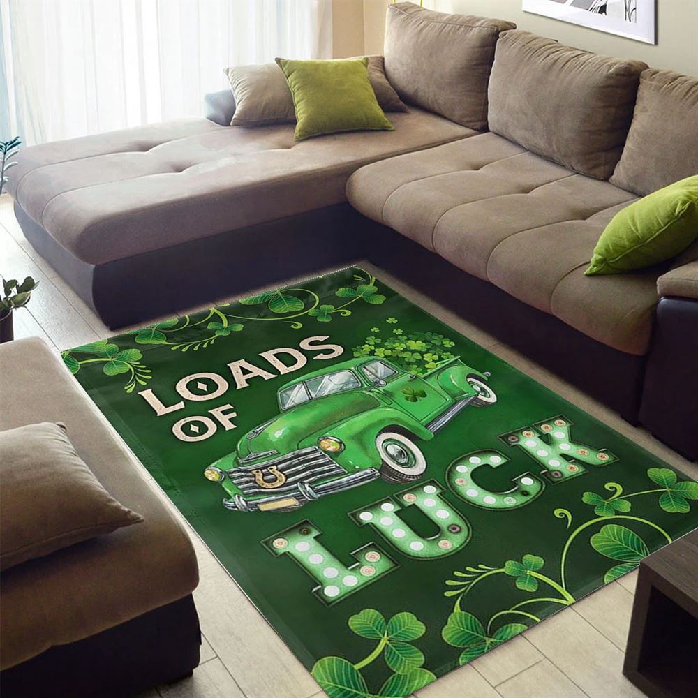 St Patricks Day Rug, St Patricks Day Irish Shamrock Loads Of Luck Rug