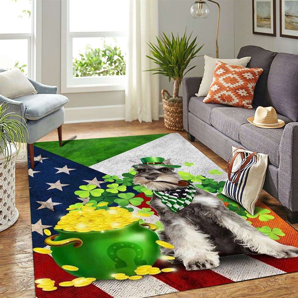 St Patricks Day Rug, St Patricks Day Miniature Schnauzer Rug