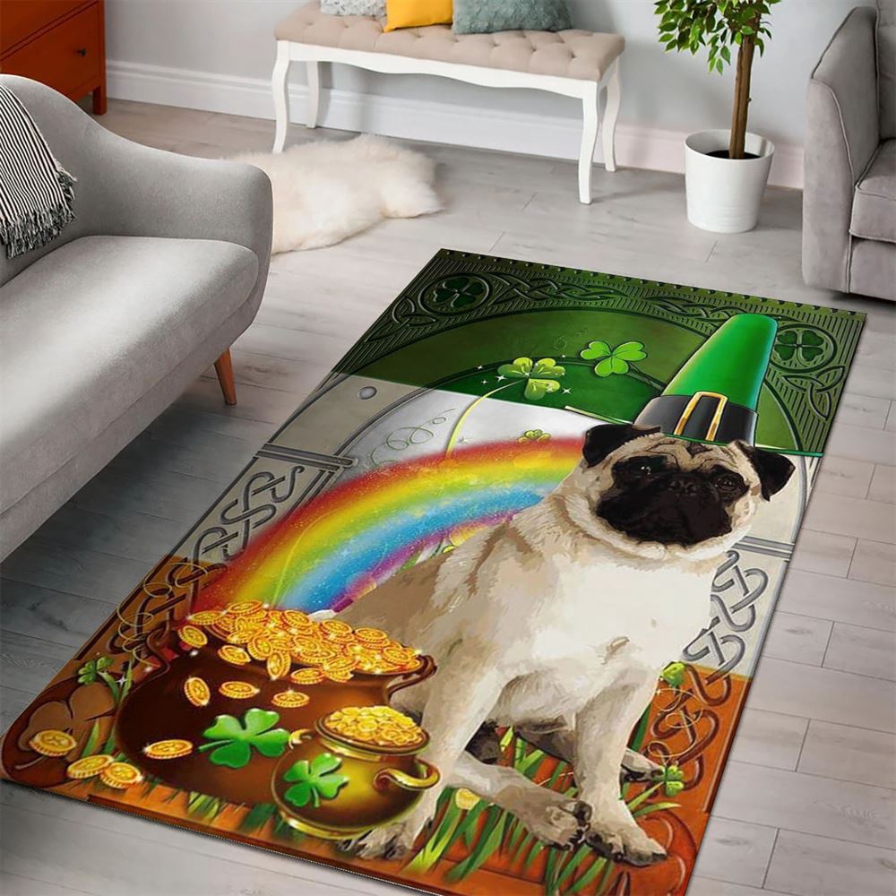 St Patricks Day Rug, St Patricks Day Pug Irish Rug