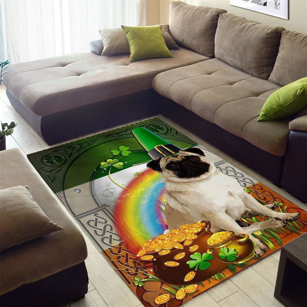 St Patricks Day Rug, St Patricks Day Pug Irish Rug