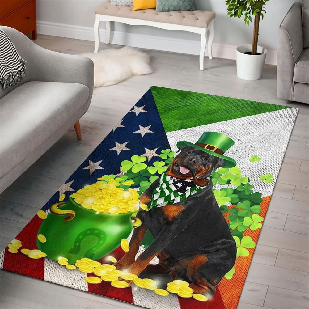 St Patricks Day Rug, St Patricks Day Rottweiler Rug