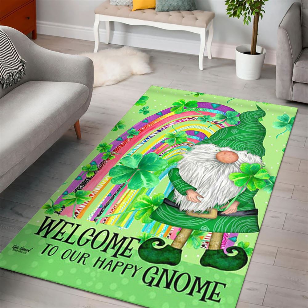 St Patricks Day Rug, St Patricks Day Shamrock GnomeRug
